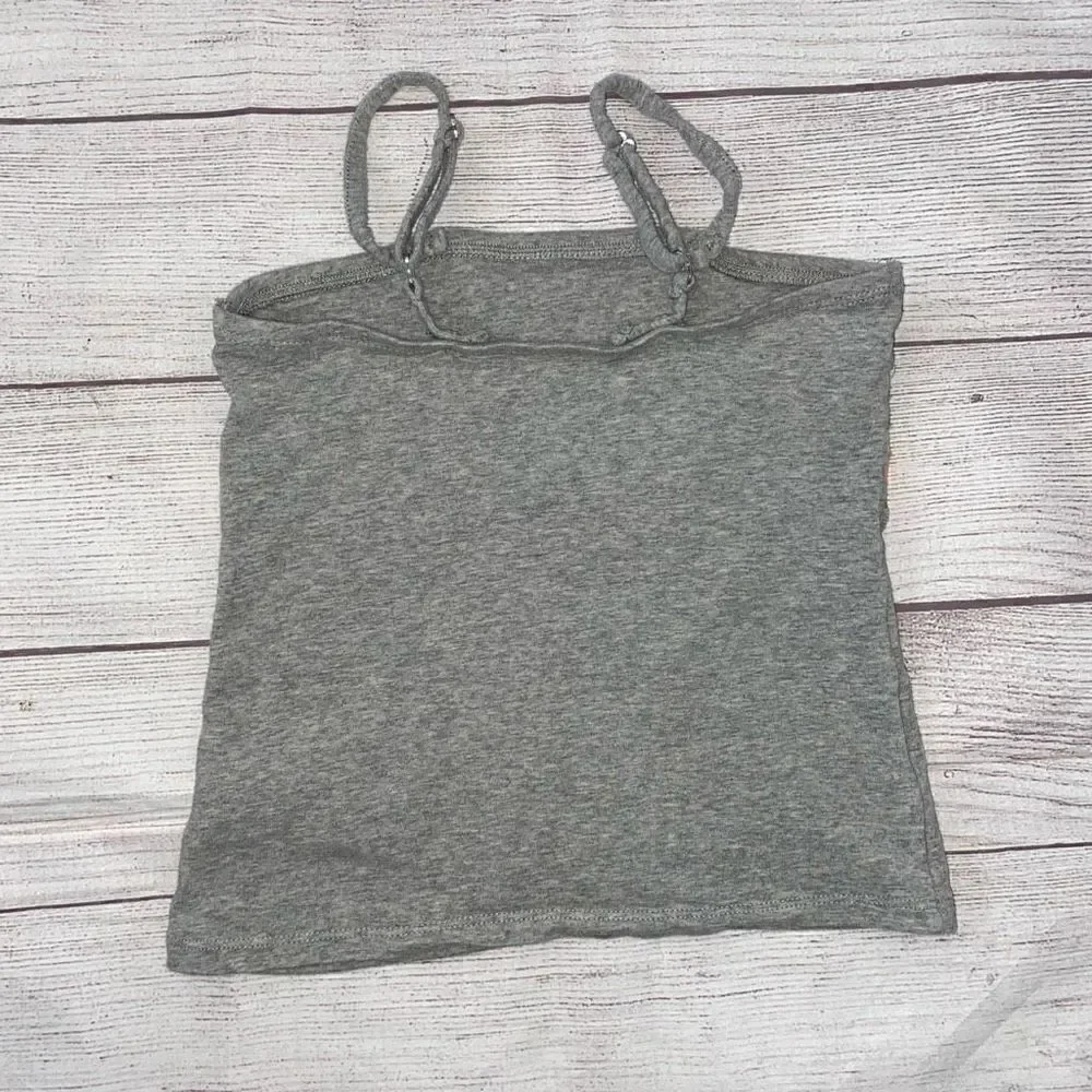 Justice rainbow graphic print fitted tank w/adjustable straps grey sz 8 girls